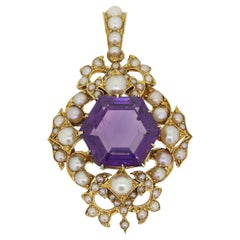 Victorian Amethyst and Pearl Pendant