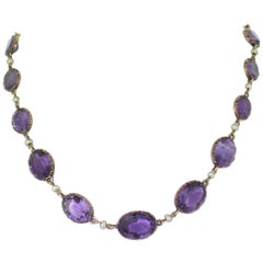 Antique Victorian Amethyst and Pearl Riviere Necklace