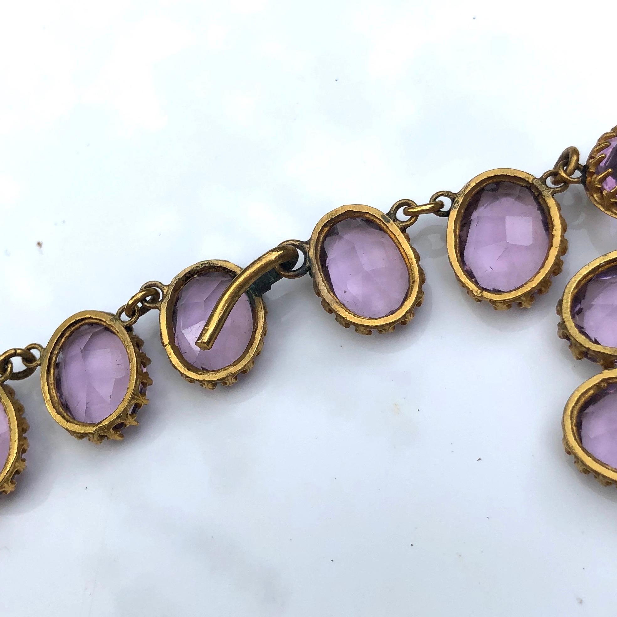 Victorian Amethyst and Pinch Riviere and Earring Set In Good Condition In Chipping Campden, GB