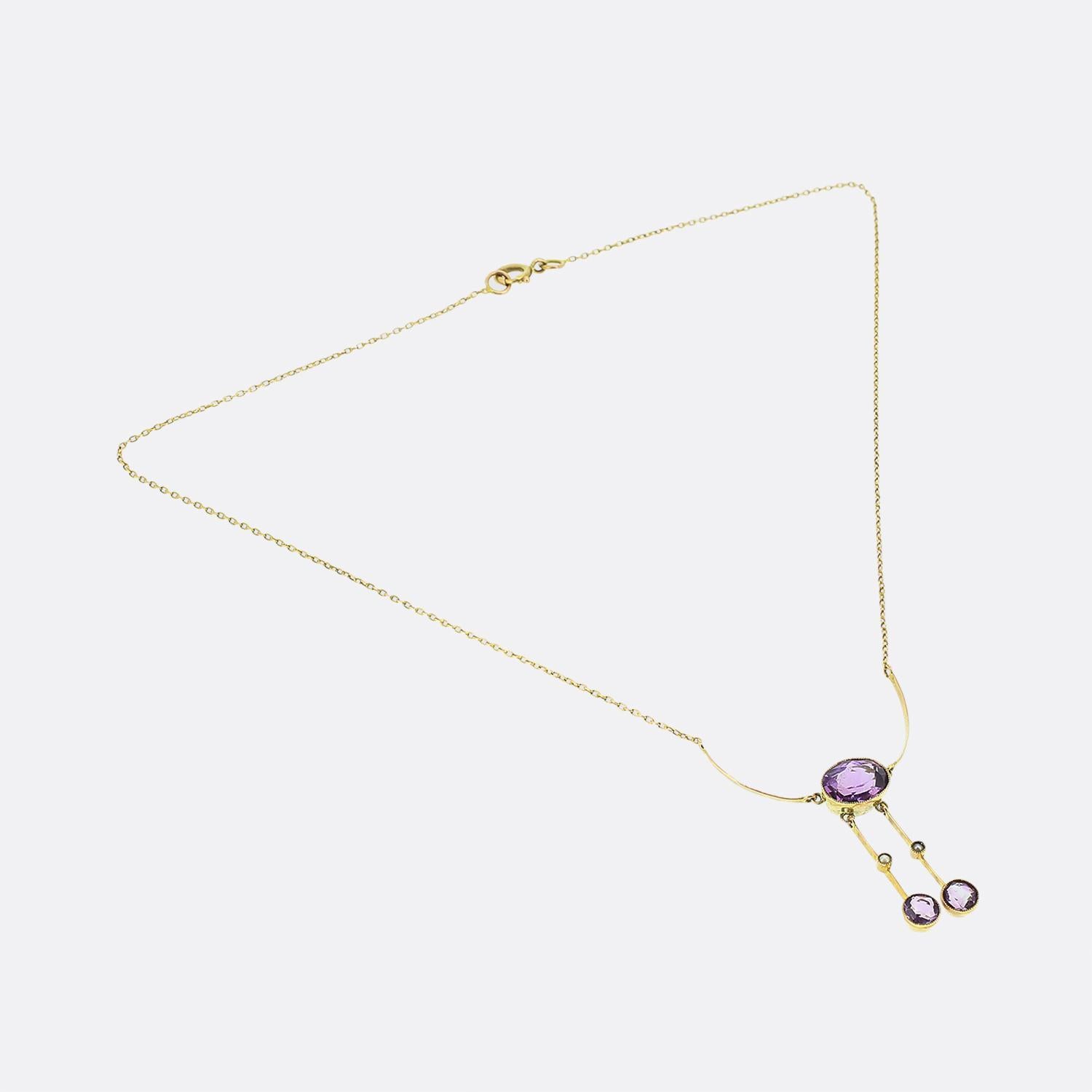 Victorian Amethyst and Seed Pearl Negligee Necklace In Good Condition For Sale In London, GB