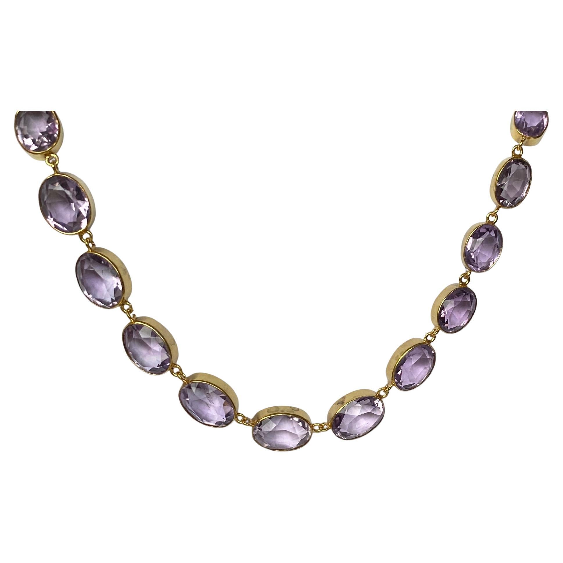 Victorian Amethyst and Silver Gilt Riviere For Sale