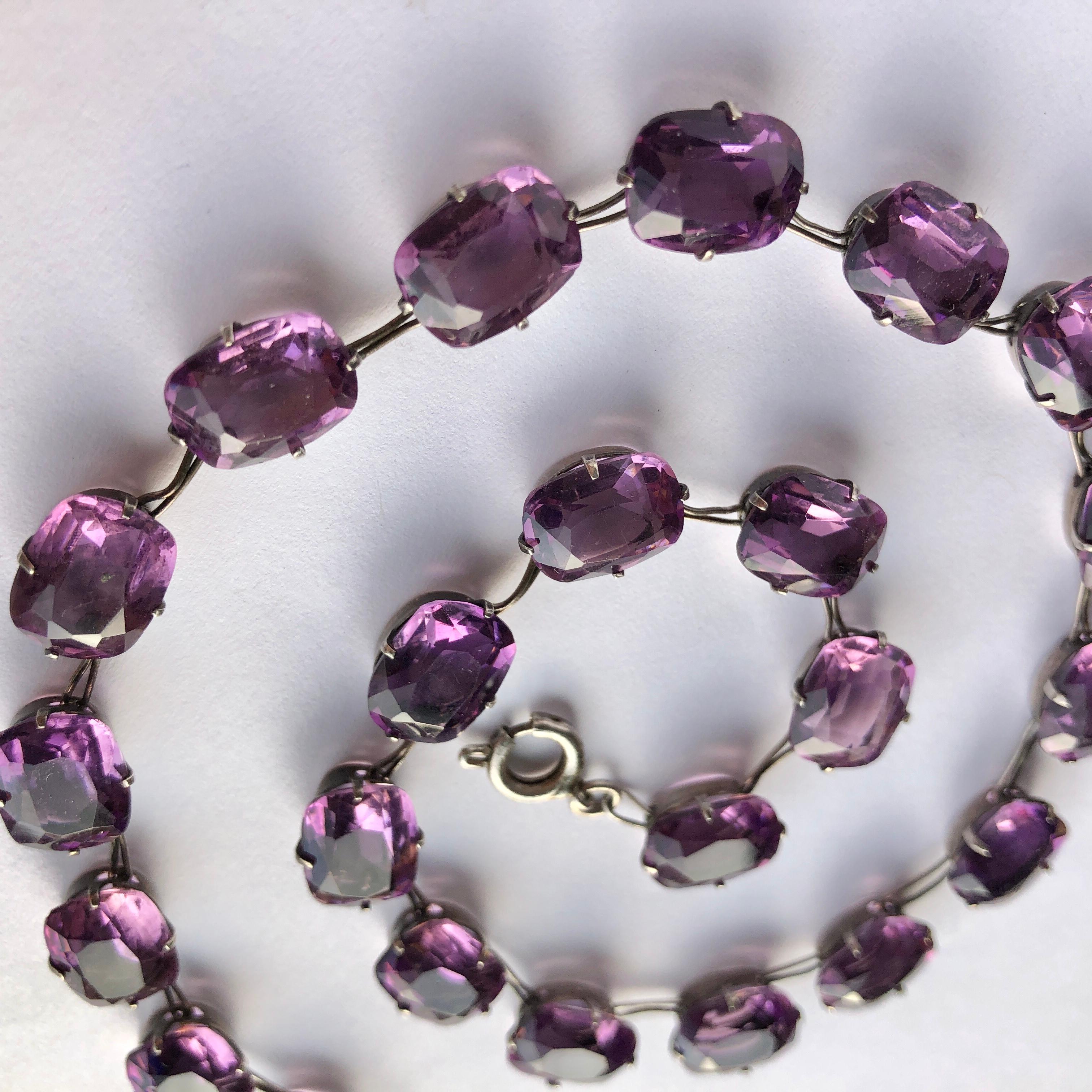 The amethyst stones are a gorgeous bright purple colour which sit beautifully with the simple silver settings. 

Length: 37cm
Stone Dimensions: 9x11mm

Weight: 26.33g