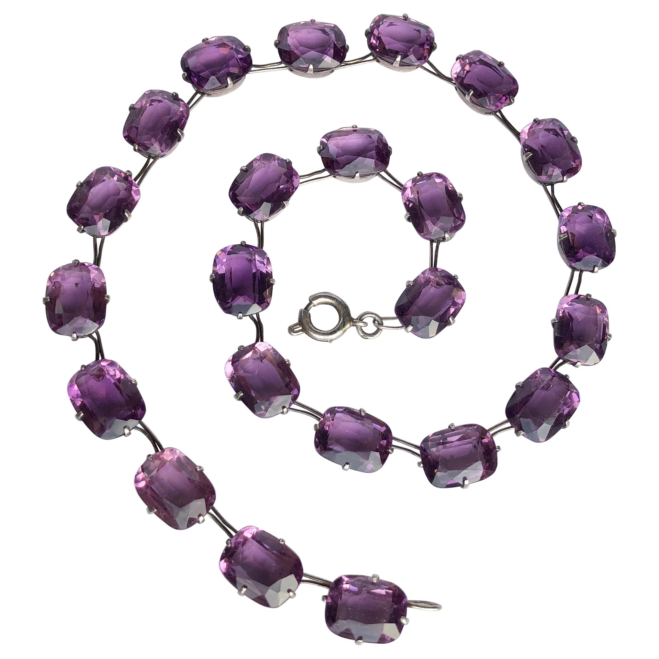 Victorian Amethyst and Silver Riviere