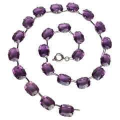 Antique Victorian Amethyst and Silver Riviere