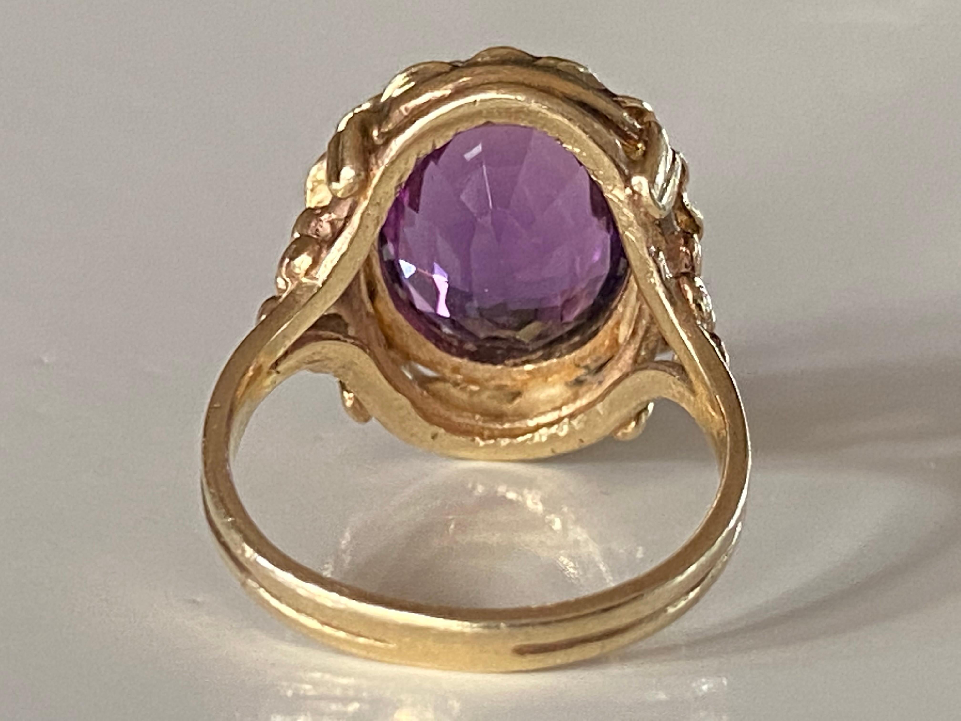 Viktorianischer Cocktailring aus Gelbgold mit Amethyst und Gelbgold im Zustand „Gut“ im Angebot in Denver, CO