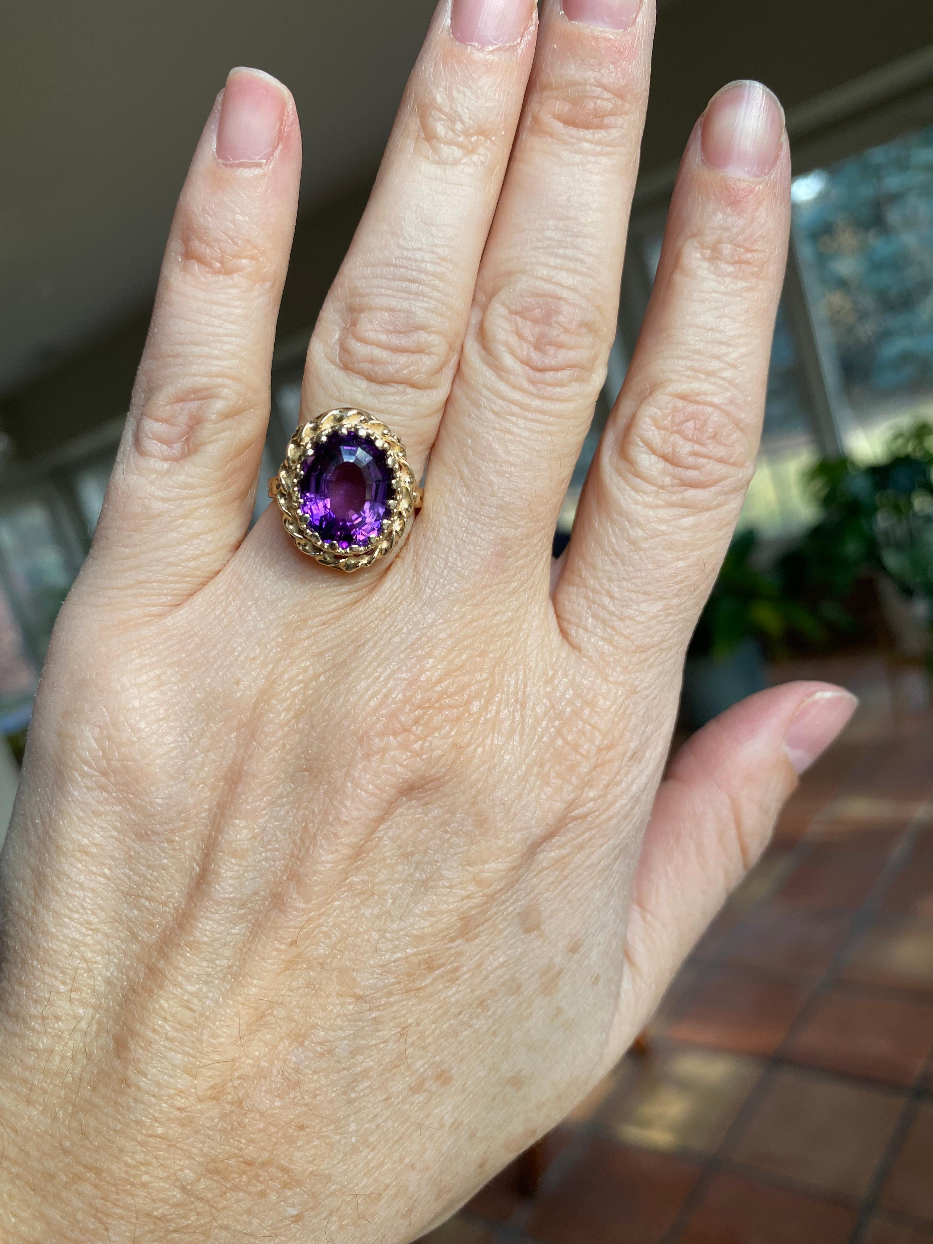 Viktorianischer Cocktailring aus Gelbgold mit Amethyst und Gelbgold im Angebot 4
