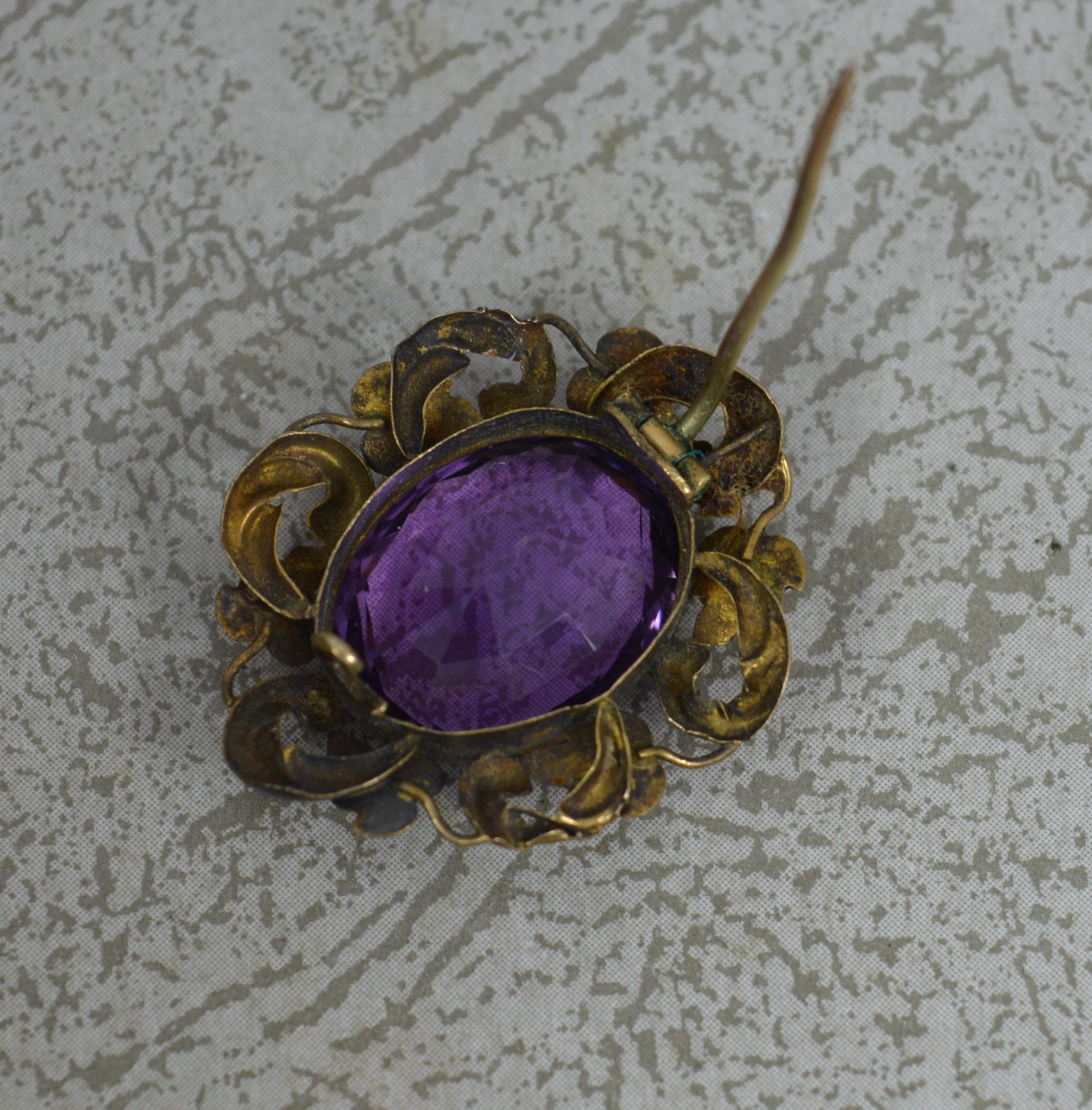 Victorian Amethyst and Yellow Gold Floral Brooch, c1860 2