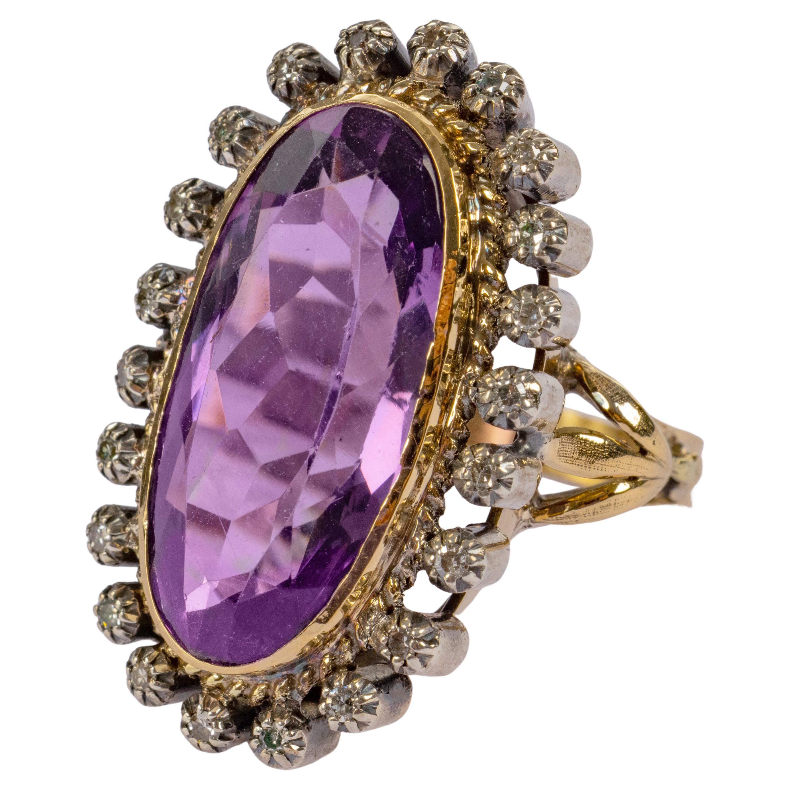 Victorian Amethyst & Diamond Ring 11 Carats