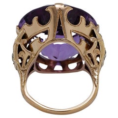 Victorian Amethyst, Diamond, Yellow Gold Ring