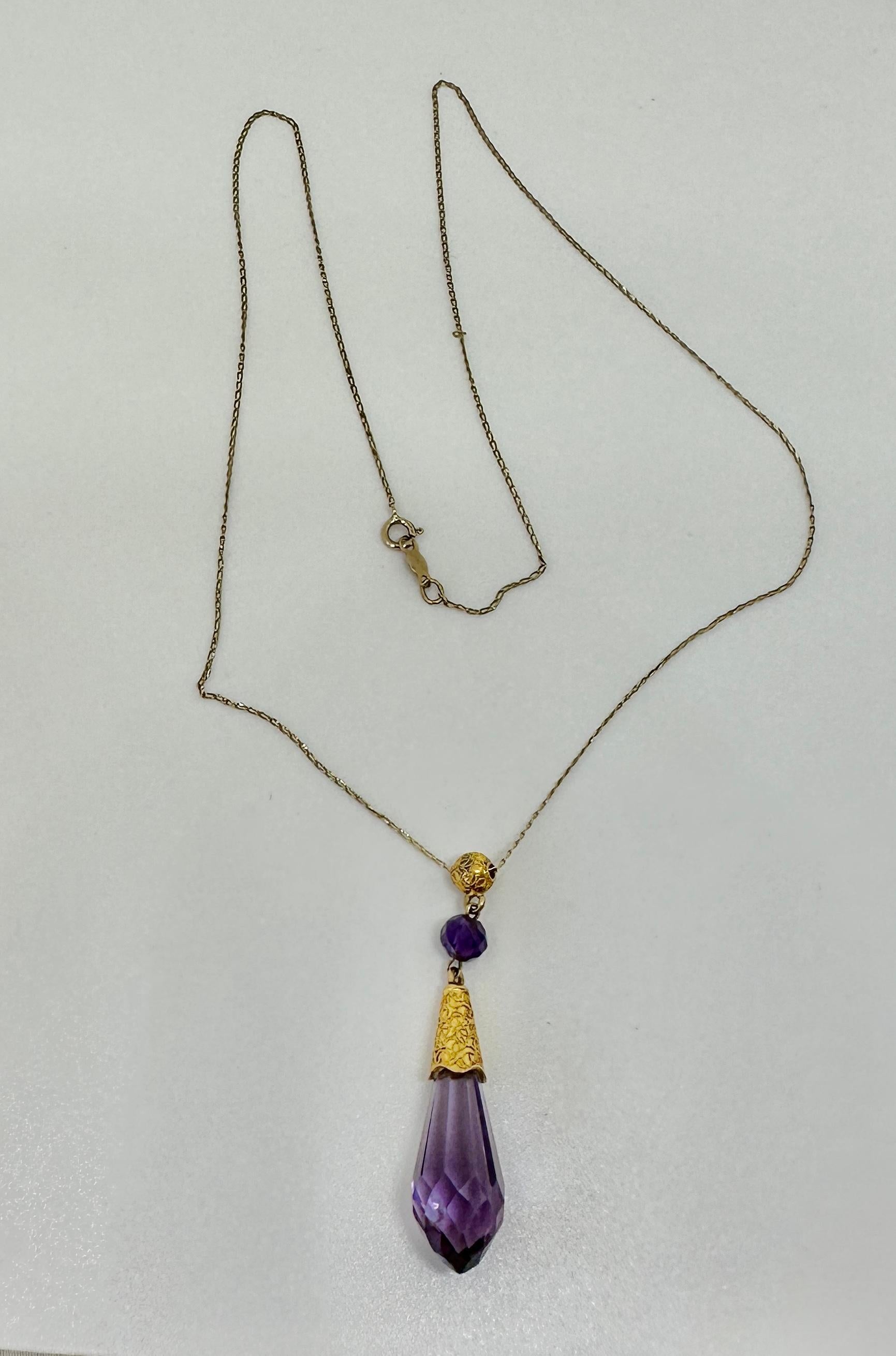 Victorian Amethyst Etruscan Revival Necklace Antique Gold For Sale 5