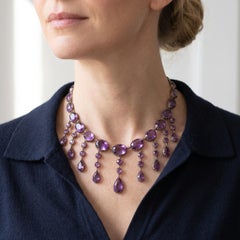 Victorian Amethyst Fringe Necklace, 9KT Gold, Approx. 130 ct, Circa 1880