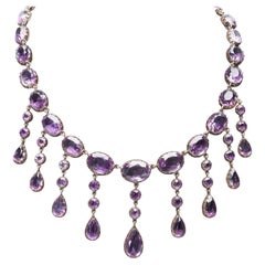 Victorian Amethyst Fringe Necklace, 9KT Gold, Approx. 130 ct, Circa 1880