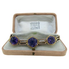 Antique Victorian Amethyst Gate Bracelet in 9ct Rose Gold, Circa 1900s