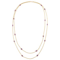 Long Victorian Amethyst Gold Necklace, Late 19th Century