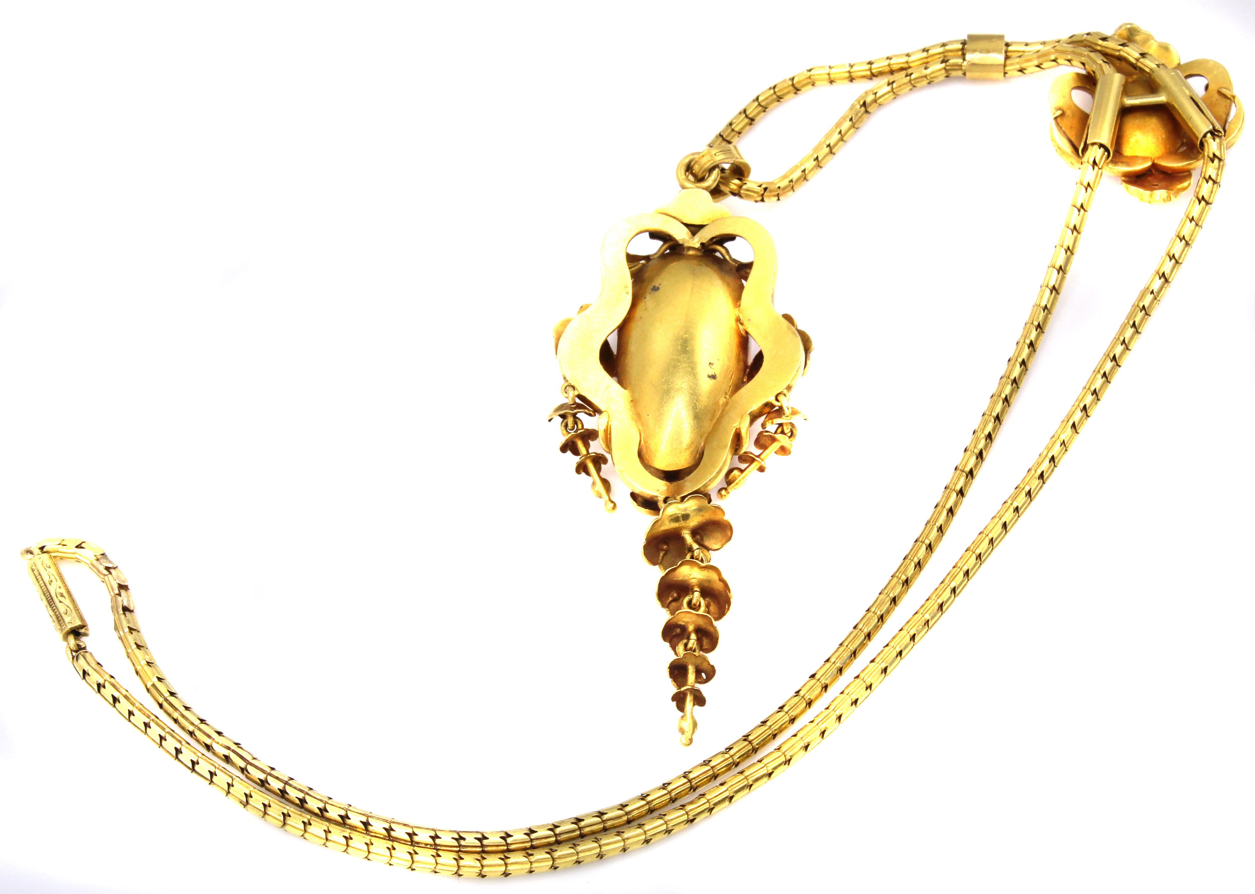 Women's or Men's Victorian Amethyst Gold Pendant Necklace For Sale