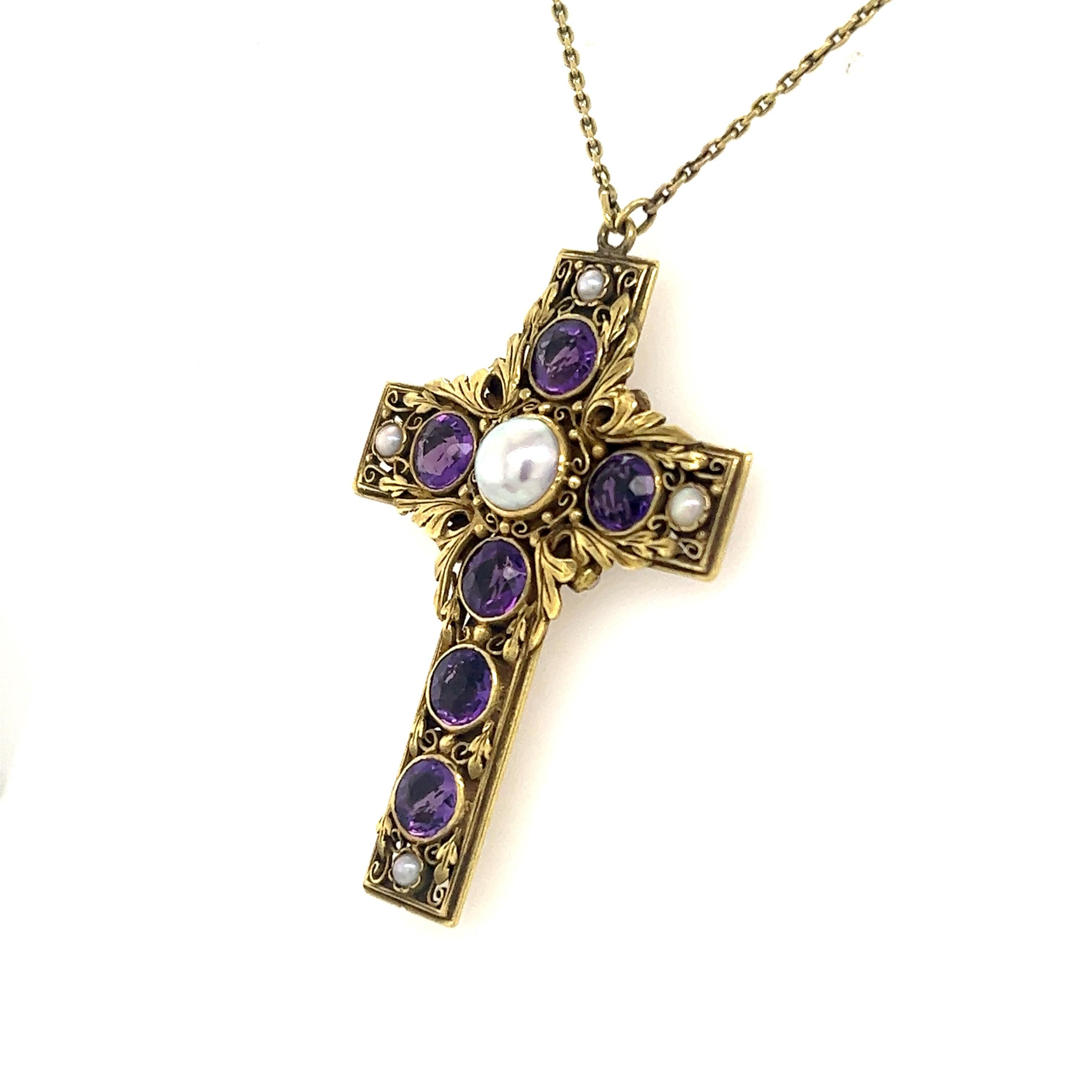 amethyst cross necklace