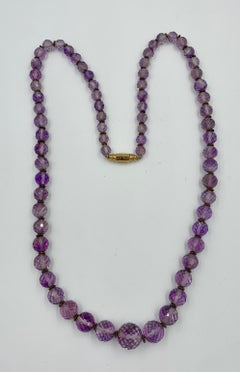 Victorian Amethyst Necklace Enamel Clasp 14 Karat Gold