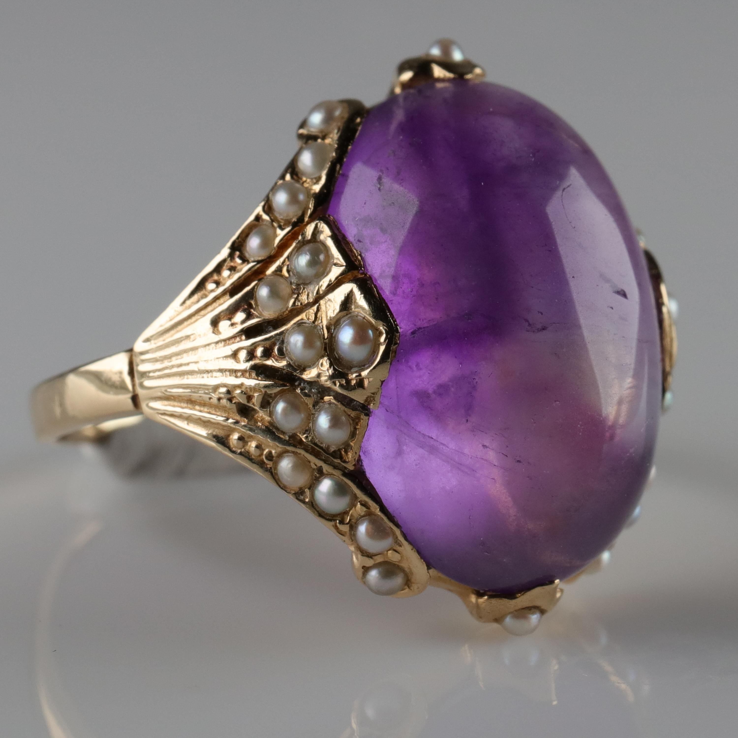 Art Deco Victorian Amethyst Ring for Divination, Scrying, Soothsaying or Just Fashion