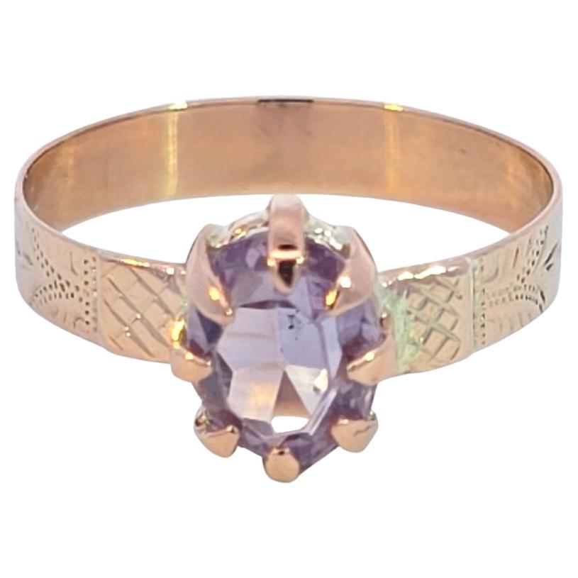 Viktorianischer Amethyst-Ring aus 10 Karat Roségold im Angebot