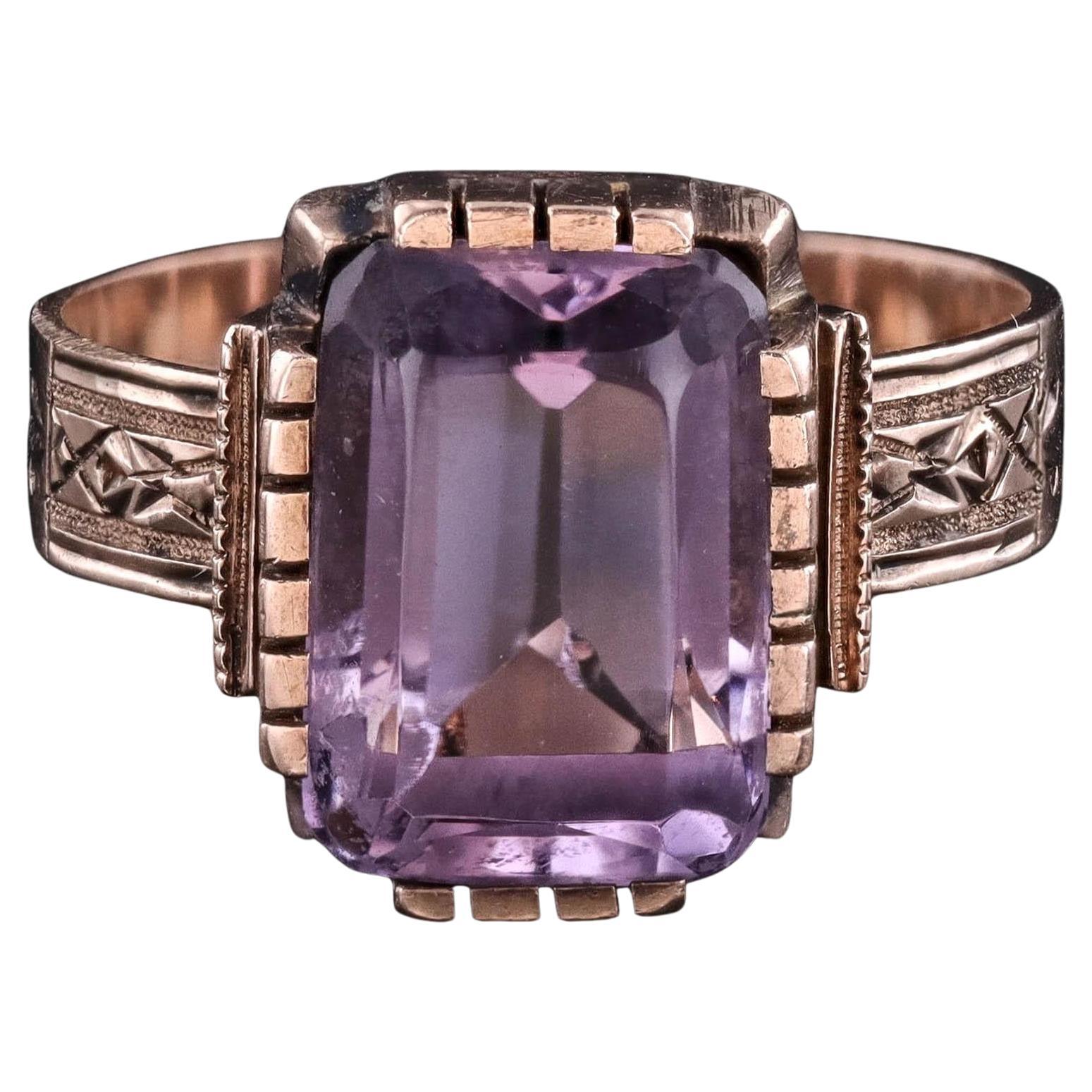 Anillo Victoriano de Amatista de Oro de 8ct en venta