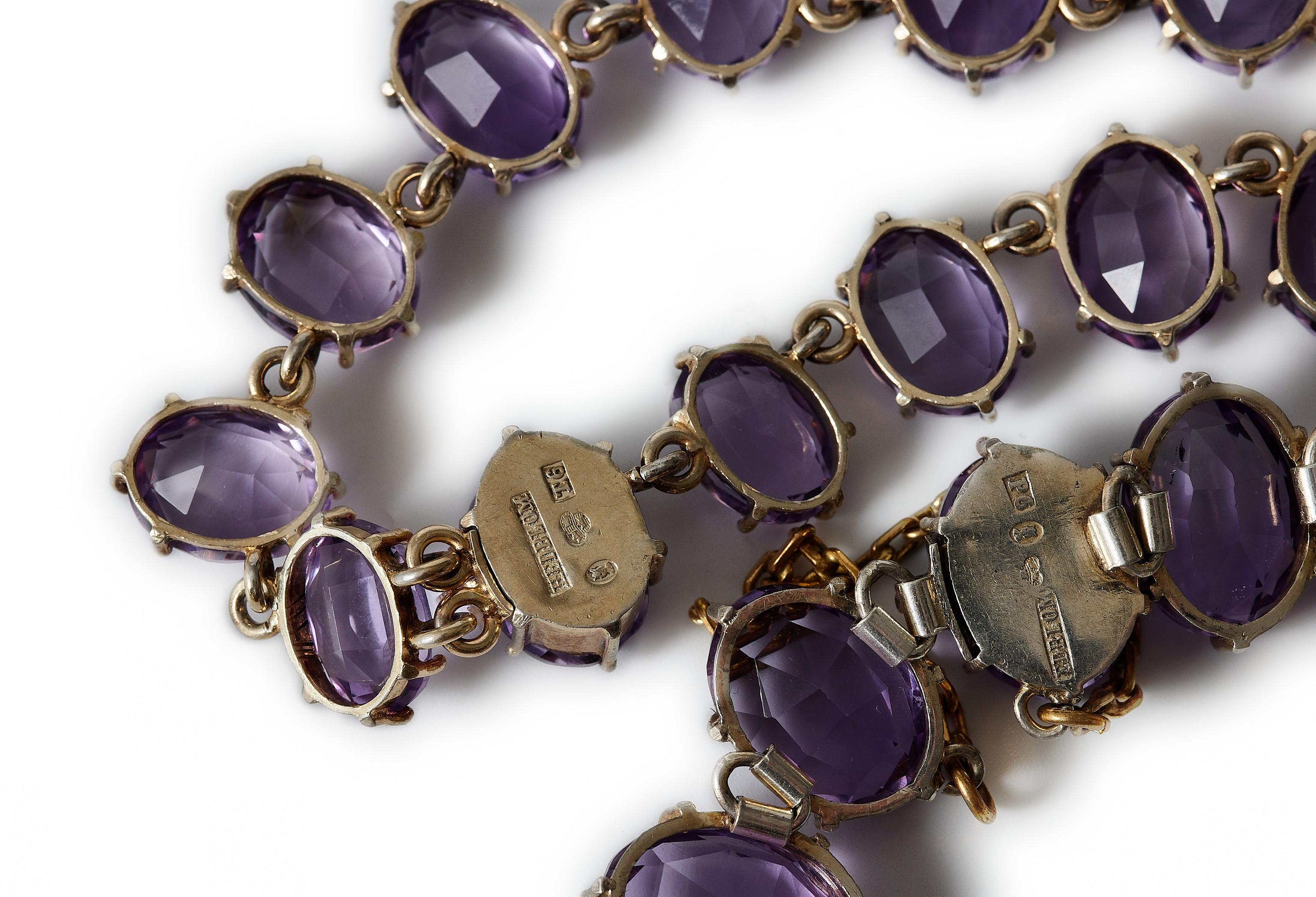 Collana e bracciale vittoriani in ametista rivière, fine XIX secolo in vendita 1