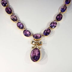 Victorian Amethyst Riviere Necklace Bow Drop