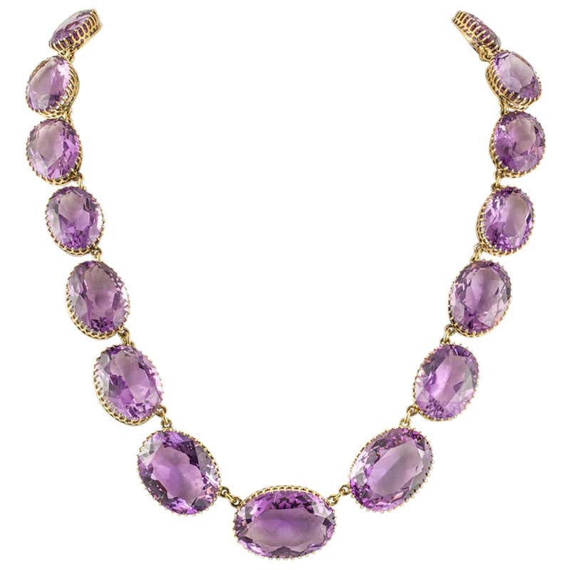 Antique Georgian Foil-Backed Amethyst Riviere Necklace at 1stDibs