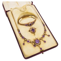 Victorian amethyst seed pearl 8k rose gold cocktail set