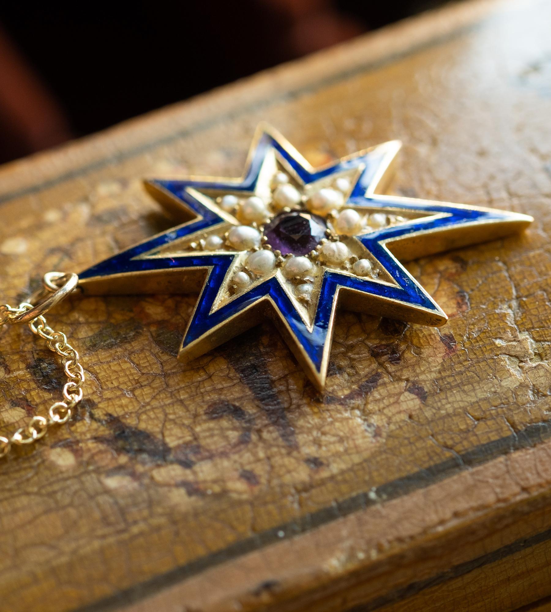 Victorian Amethyst Star Pendent  In Good Condition In Stroud, GB