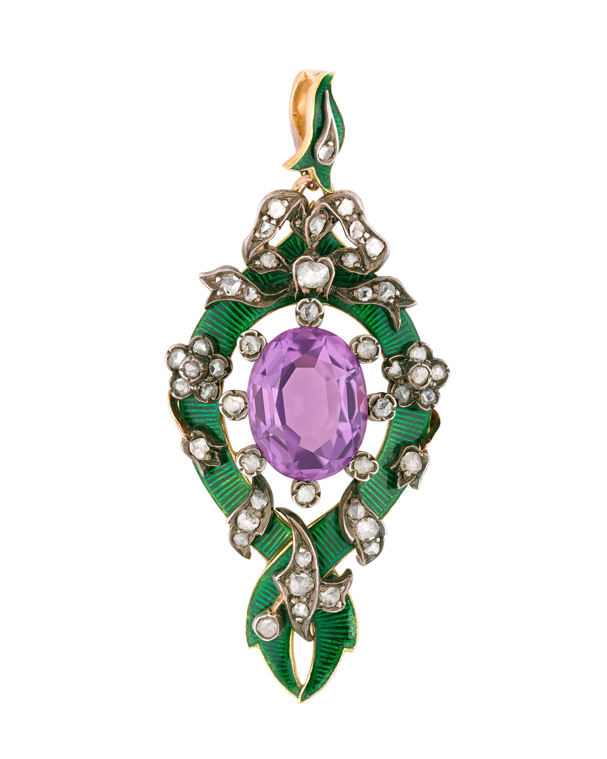 Colgante Victoriano de Amatista Sufragista en Bueno estado para la venta en New Orleans, LA