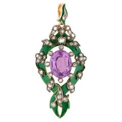 Victorian Amethyst Suffragette Pendant