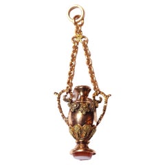 Victorian Amphora Bottle Pendant in Yellow, Pink and Green Gold 18 Karats