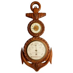 Antique Victorian Anchor Mahogany Barometer