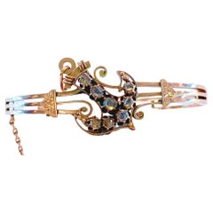Bracelet victorien en forme d'ancre en or et diamant taille rose