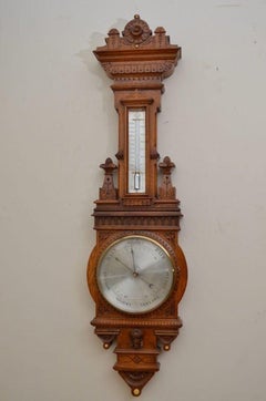 Victorian Aneroid barometer - Oak Barometer