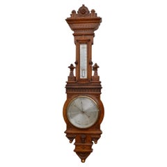 Victorian Aneroid Barometer, Oak Barometer