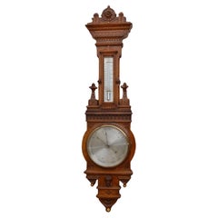 Victorian Aneroid barometer - Oak Barometer