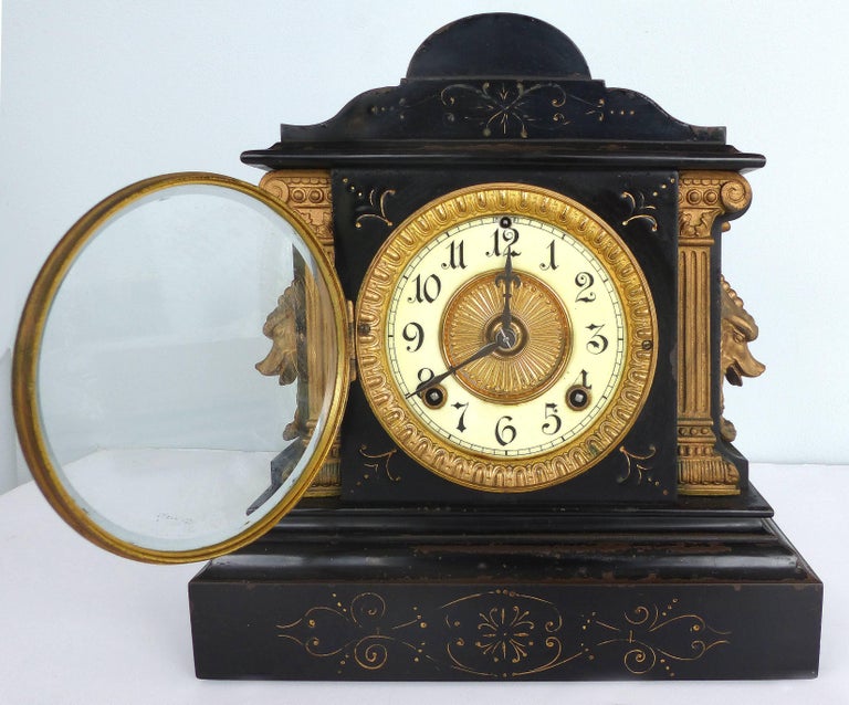 Victorian Ansonia Clock Company Mantel Clock with Bronze Mounts Dated 1882 For Sale at 1stdibs