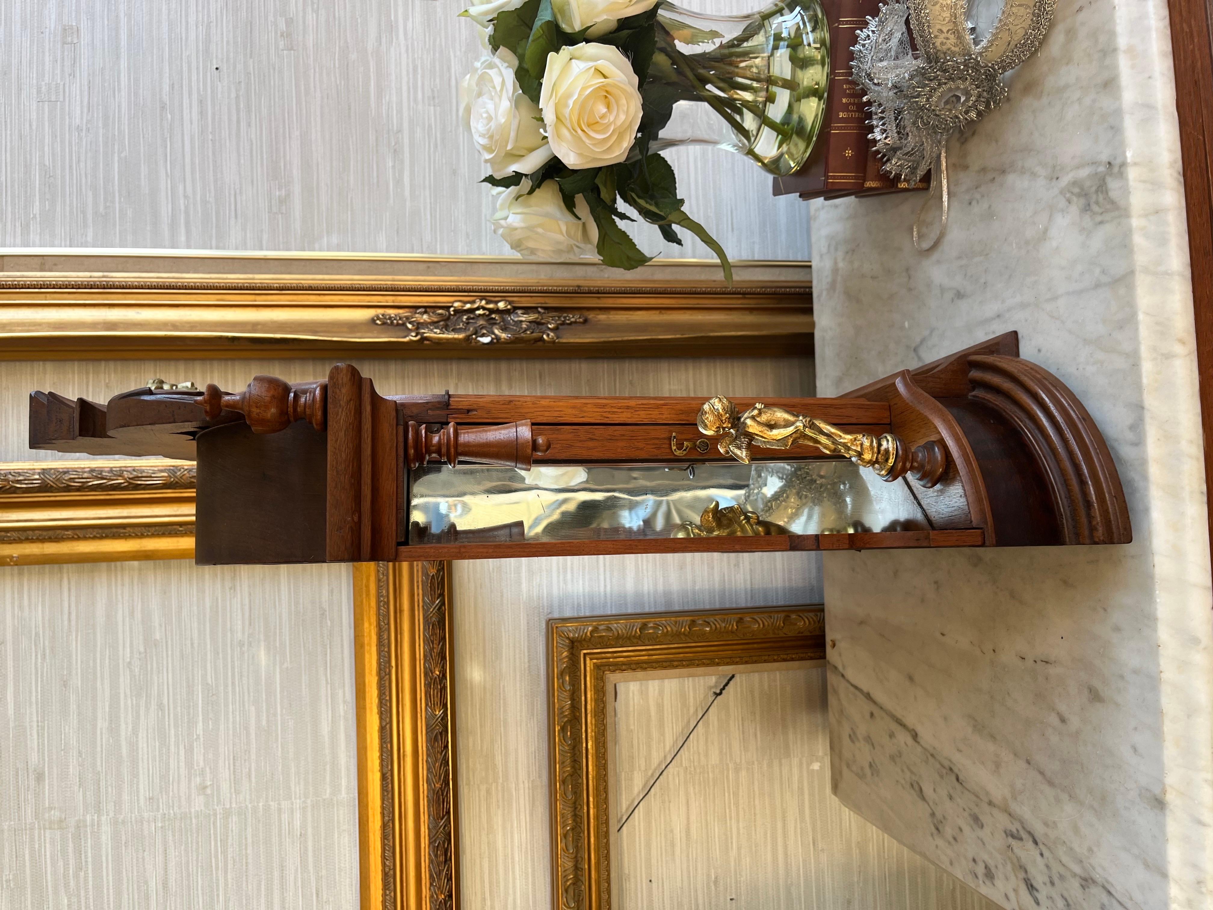 Victorian Ansonia Company Antique 1800s Walnut Brass Mantel  Pendulum Clock For Sale 1
