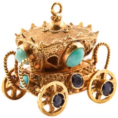 Victorian Antique 18-Karat Gold Carriage Charm Pendant, circa 1890