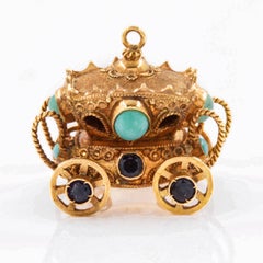 Victorian Antique 18-Karat Gold Carriage Charm Pendant, circa 1890