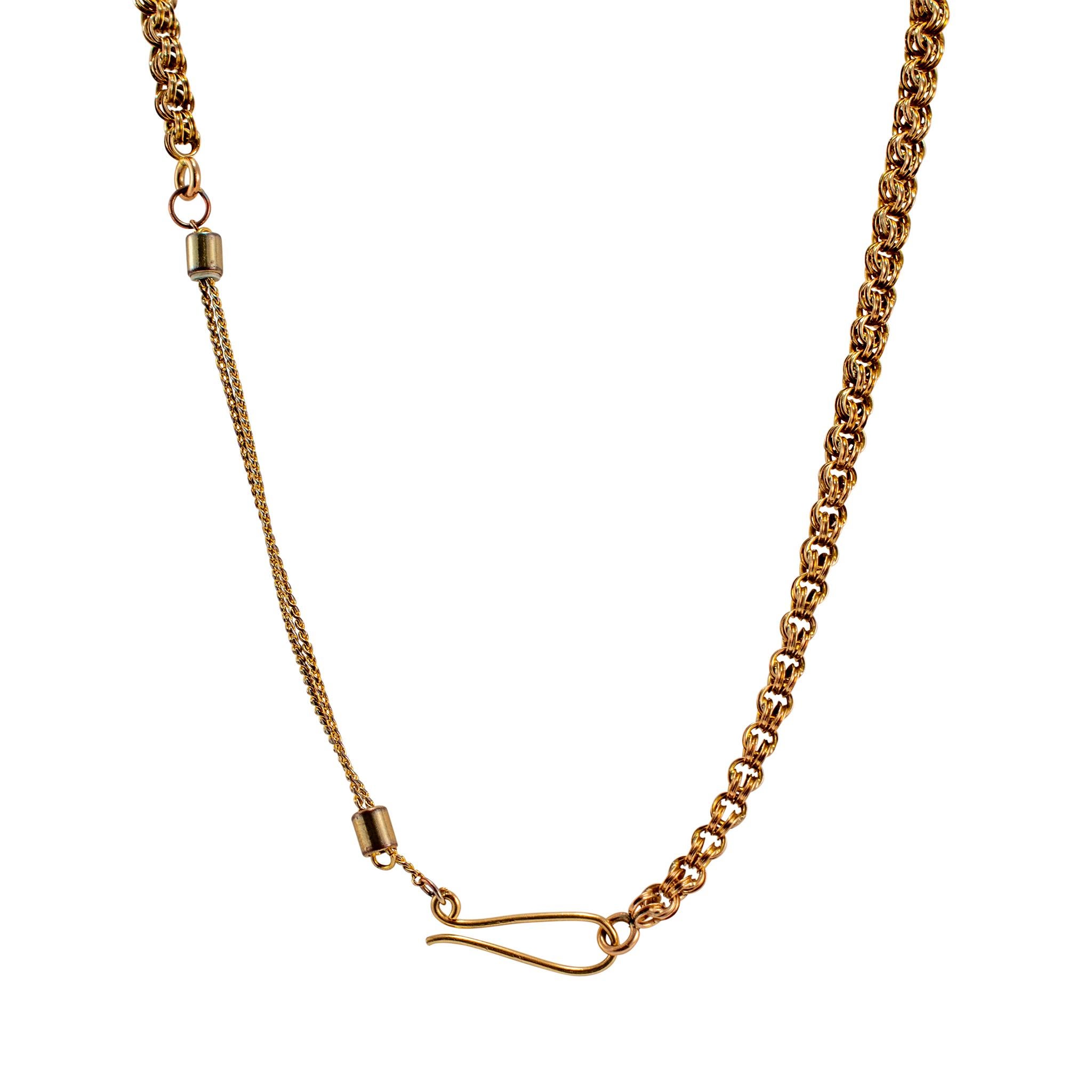 Victorian Antique 19K Yellow Gold Egyptian Pendant Chain Necklace For Sale 1