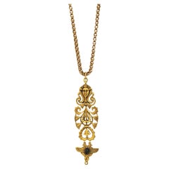 Collar victoriano antiguo de oro amarillo de 19 quilates con cadena colgante egipcia