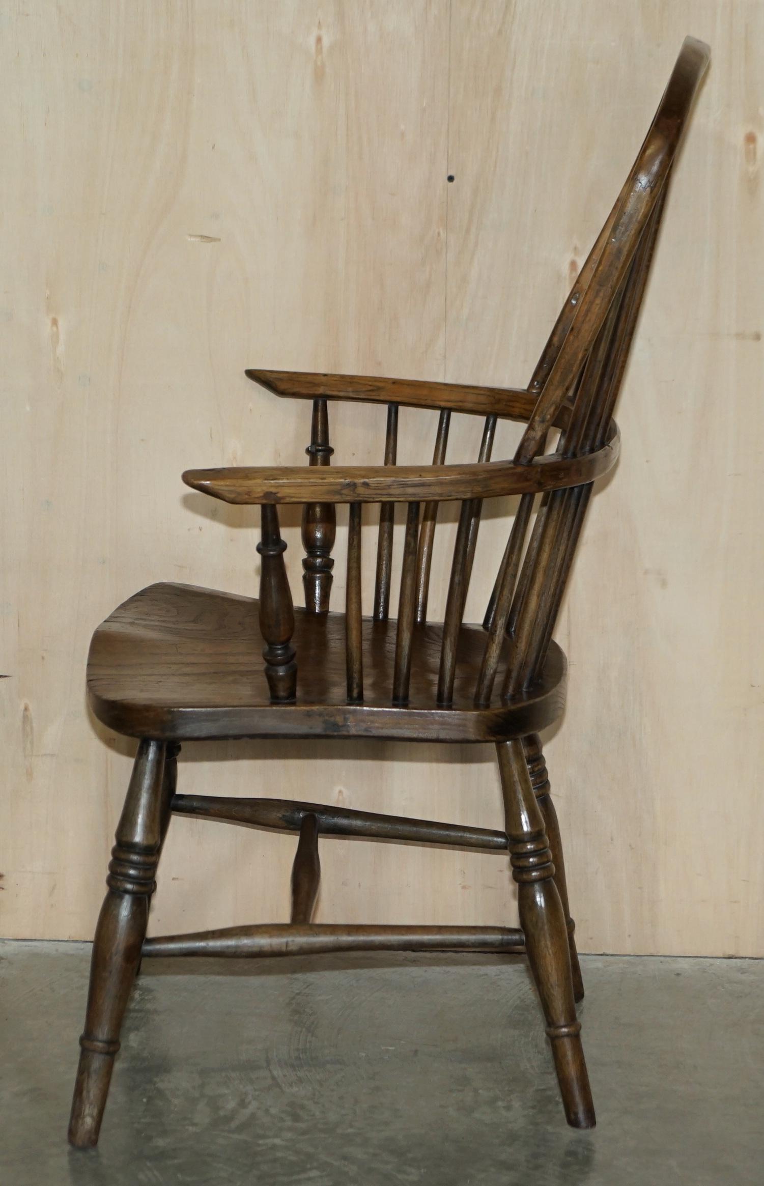 Victorian Antique 19th Century Elm Wheel Hoop Back West Country Windsor Armchair For Sale 13