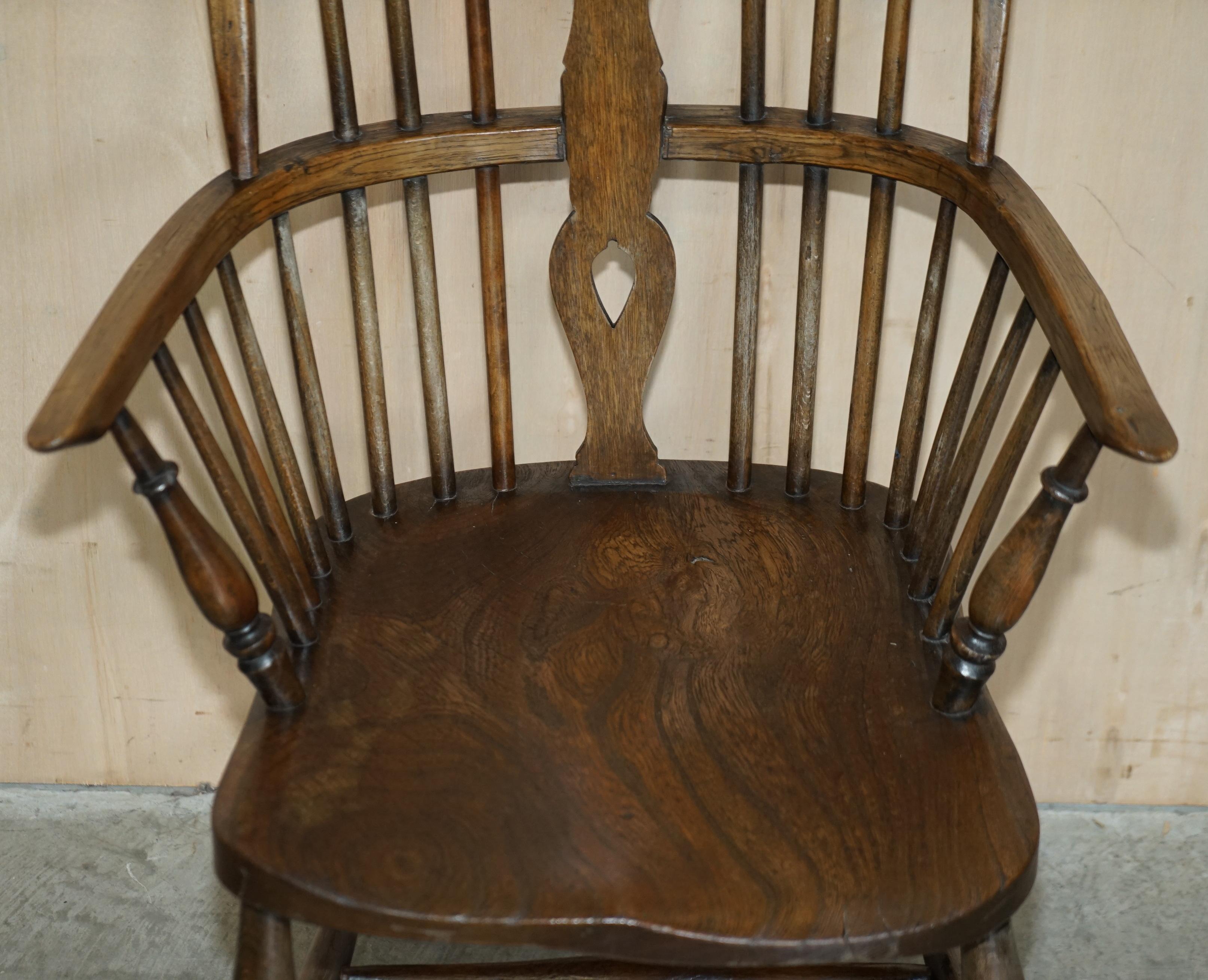 Hand-Crafted Victorian Antique 19th Century Elm Wheel Hoop Back West Country Windsor Armchair For Sale