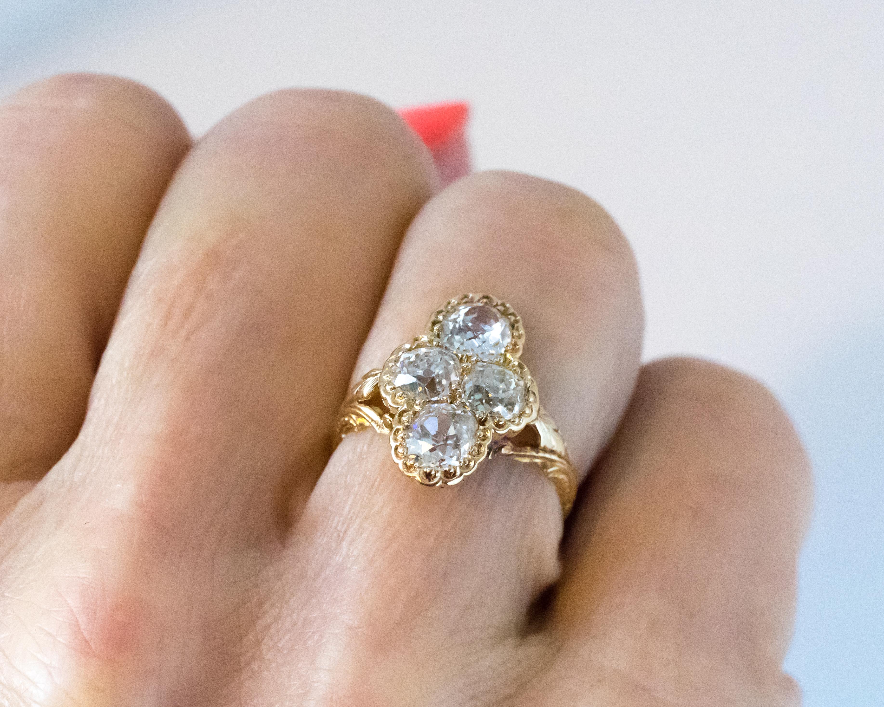 Antiker viktorianischer Ring aus 18 Karat Gelbgold mit 2,2 Karat Diamant im alten Minenschliff 2