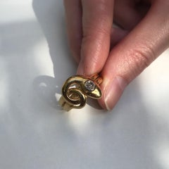 Victorian Antique .25 Carat Diamond and 18 Karat Yellow Gold Coiled Snake Ring