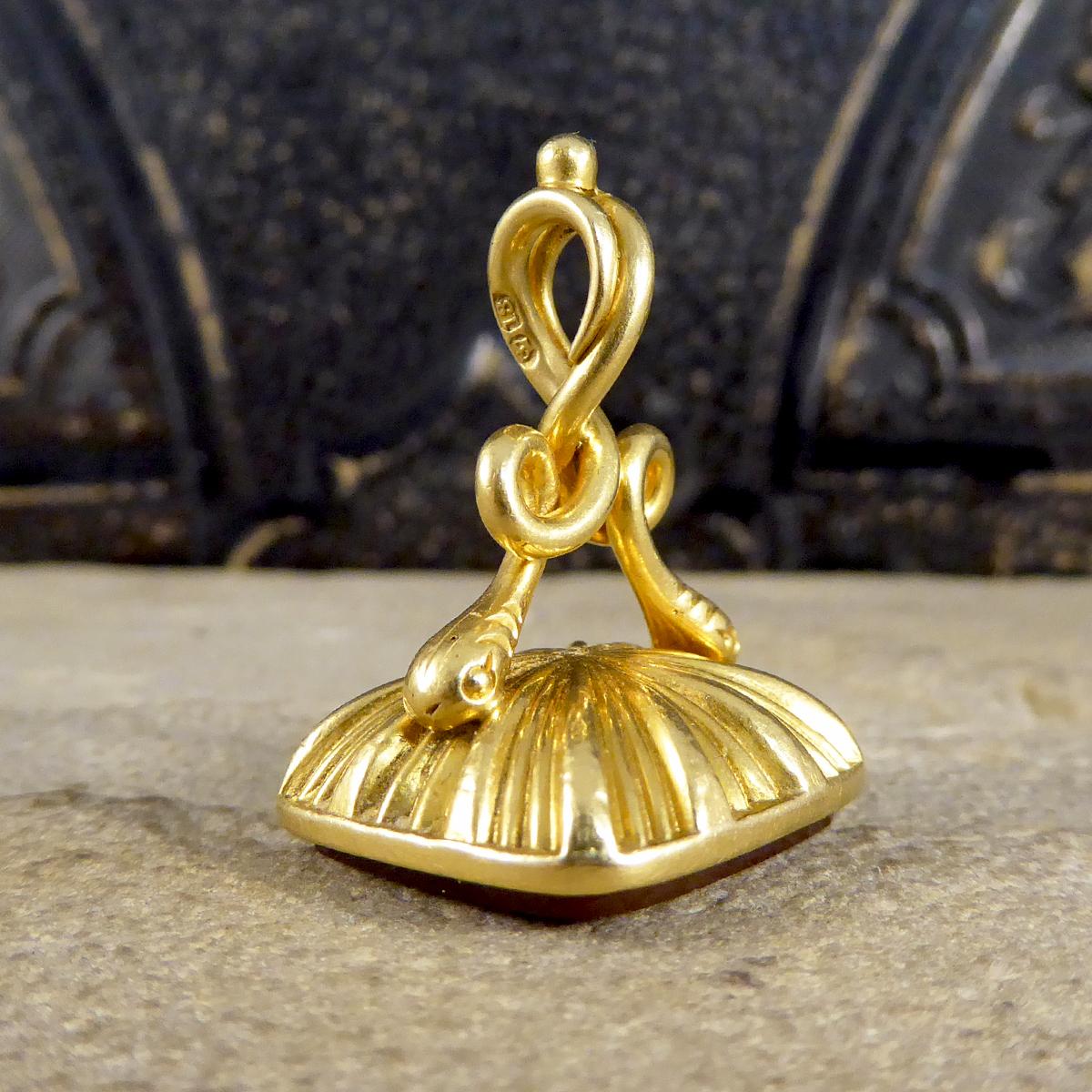 Women's or Men's Victorian Antique Agate Fob in 18ct Yellow Gold