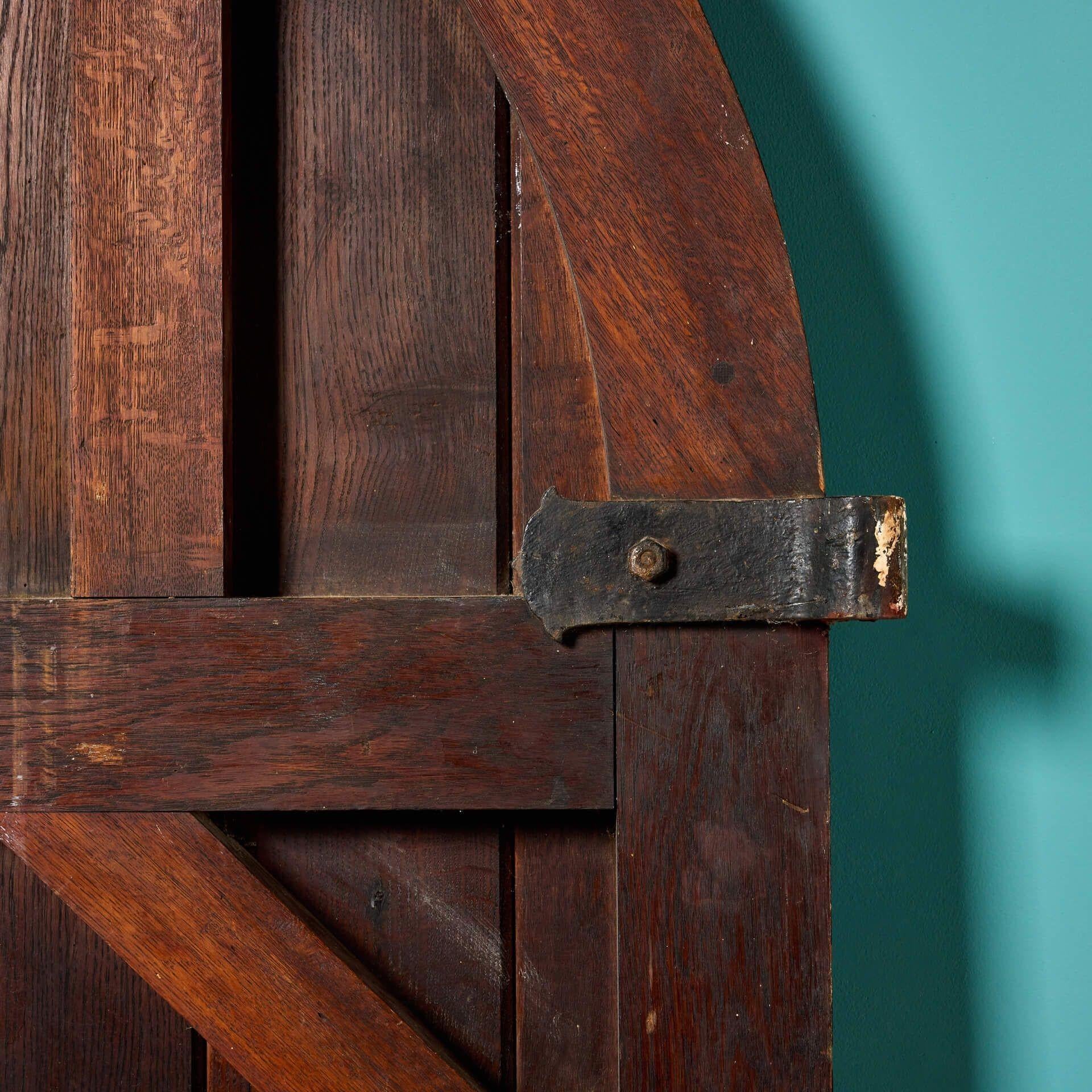 Victorian Antique Arched Oak Exterior Door For Sale 1