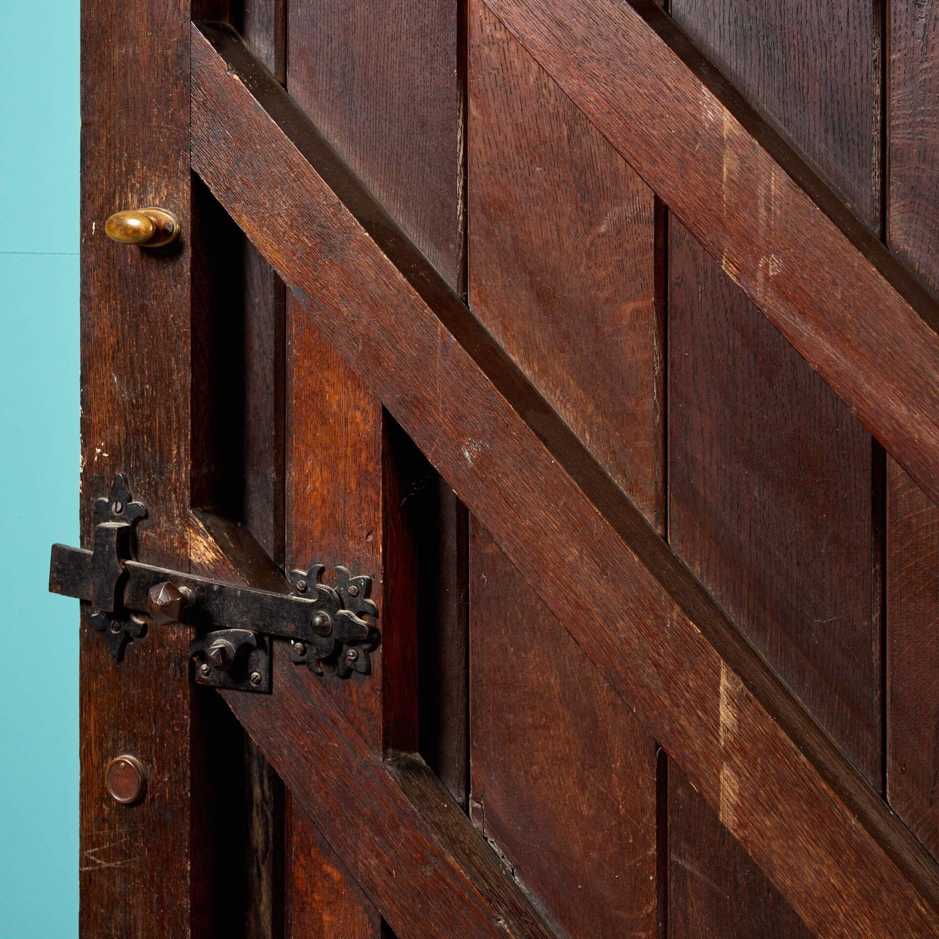 Victorian Antique Arched Oak Exterior Door For Sale 2